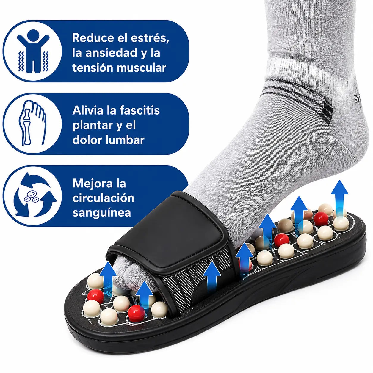 Pulsix® Sandalias de masaje por Acupresion para descansar los pies.