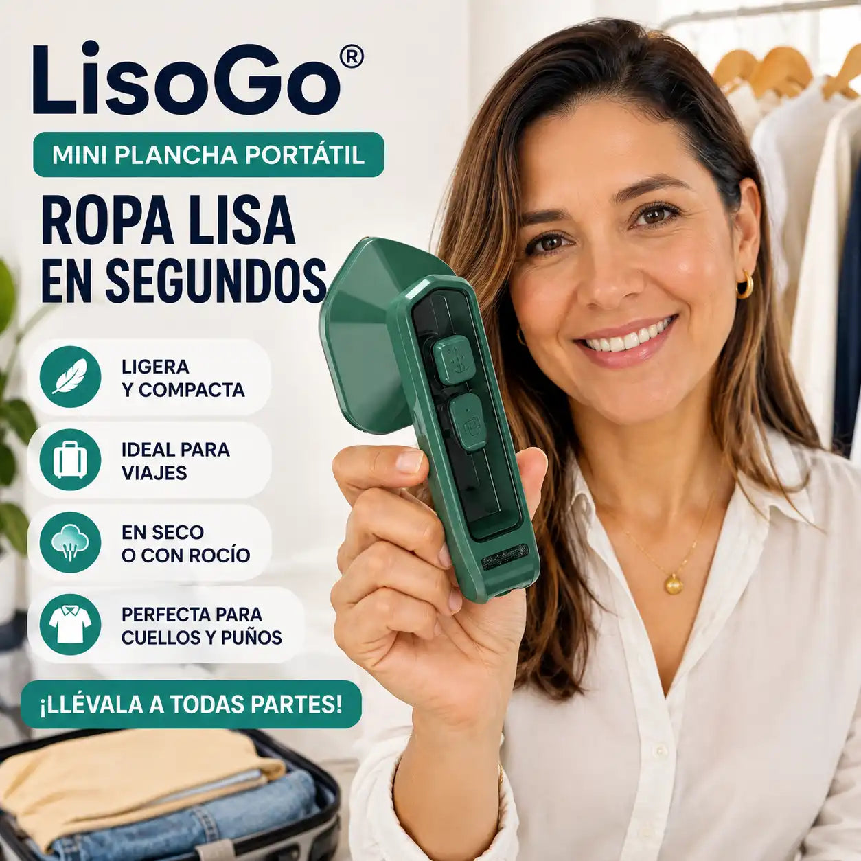 LisoGo® Mini Plancha A Vapor De Ropa Portatil