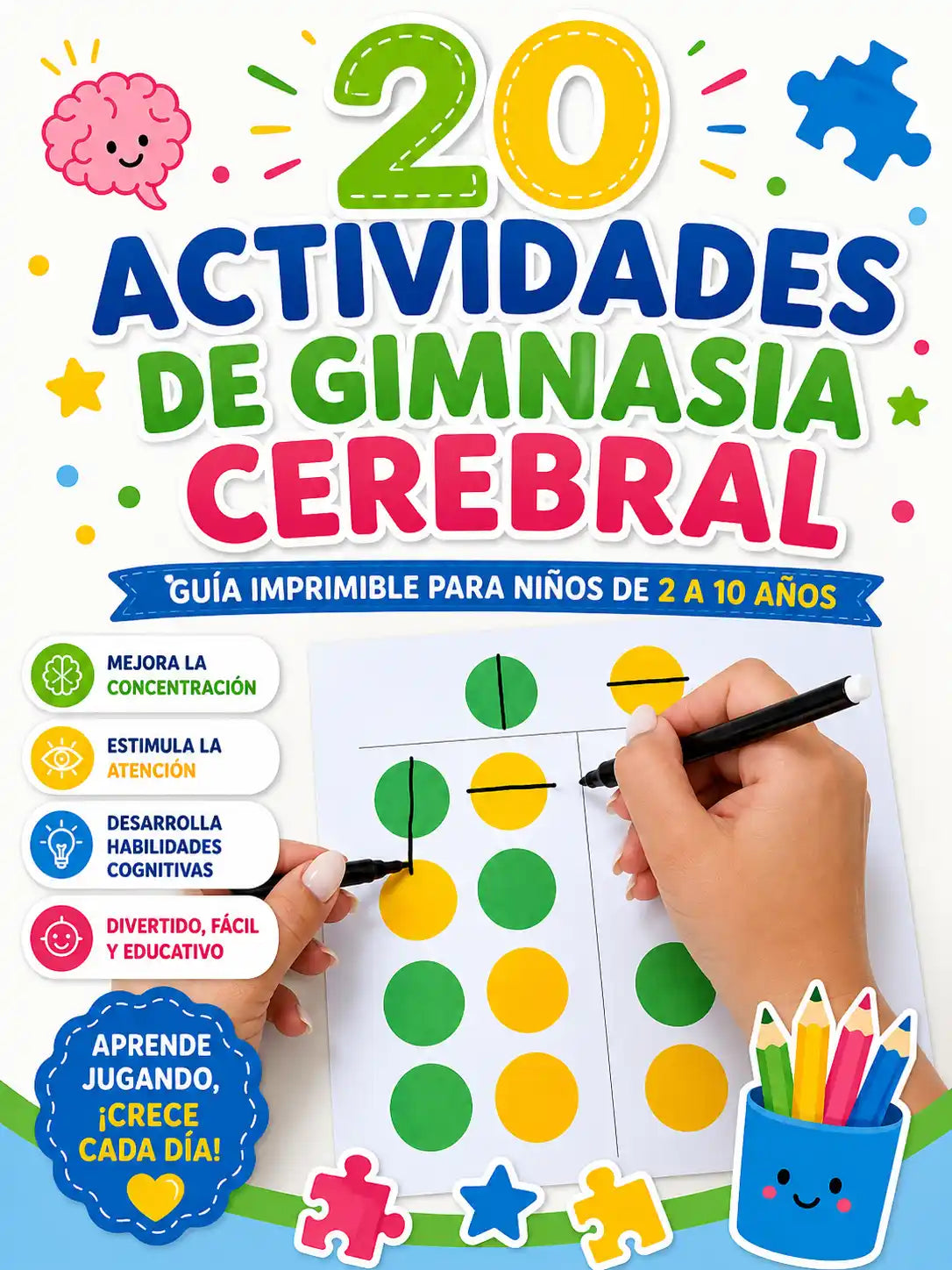 Guía Actividades de Gimnasia cerebral imprimible para niños de 2 a 14 años
